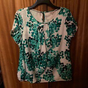 Green floral blouse